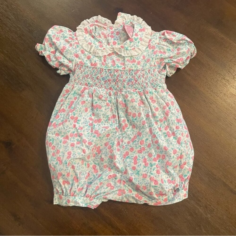 Vintage Allison Ann 12 months floral smocked bubble romper